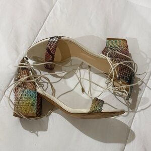 Alexandre Birman Multicolor Snakeskin Block Heel Sandals